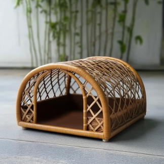 Pet bed, wicker dog bed, cat bed, American-style retro solid wood animal house furniture, Teddy Bichon Frise dog mattress