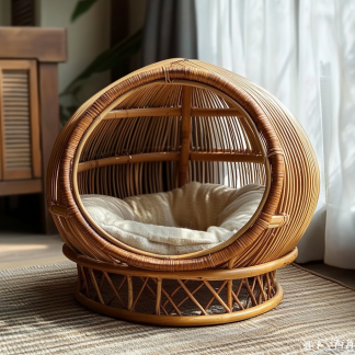 Pet bed, wicker dog bed, cat bed, American-style retro solid wood animal house furniture, Teddy Bichon Frise dog mattress