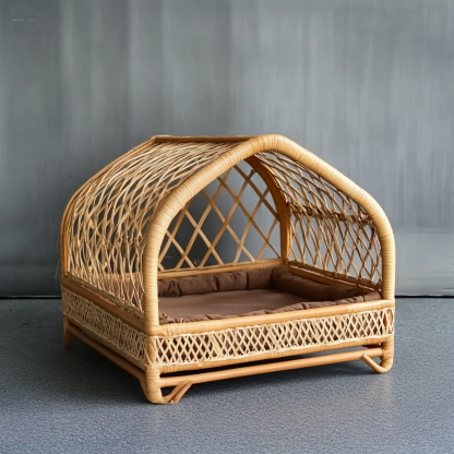 Pet bed, wicker dog bed, cat bed, American-style retro solid wood animal house furniture, Teddy Bichon Frise dog mattress - Image 10