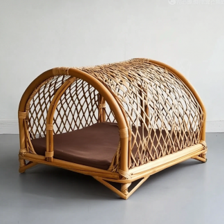 Pet bed, wicker dog bed, cat bed, American-style retro solid wood animal house furniture, Teddy Bichon Frise dog mattress