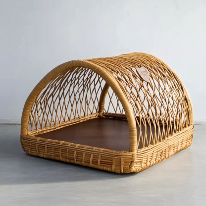 Pet bed, wicker dog bed, cat bed, American-style retro solid wood animal house furniture, Teddy Bichon Frise dog mattress - Image 8