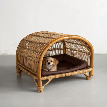 Pet bed, wicker dog bed, cat bed, American-style retro solid wood animal house furniture, Teddy Bichon Frise dog mattress - Image 7