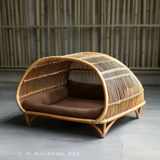 Pet bed, wicker dog bed, cat bed, American-style retro solid wood animal house furniture, Teddy Bichon Frise dog mattress