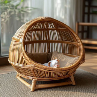 Pet bed, wicker dog bed, cat bed, American-style retro solid wood animal house furniture, Teddy Bichon Frise dog mattress