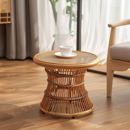 Wicker coffee table for home use, balcony and courtyard, round coffee table, small table, wicker coffee table, corner table, flower stand - Image 7
