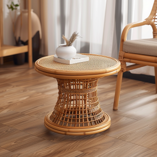 Wicker coffee table for home use, balcony and courtyard, round coffee table, small table, wicker coffee table, corner table, flower stand