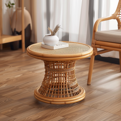 Wicker coffee table for home use, balcony and courtyard, round coffee table, small table, wicker coffee table, corner table, flower stand