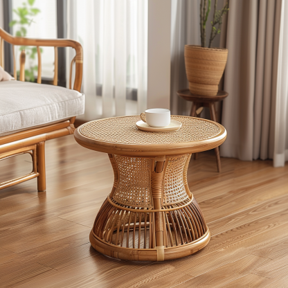 Wicker coffee table for home use, balcony and courtyard, round coffee table, small table, wicker coffee table, corner table, flower stand - Image 4