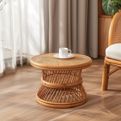 Wabi-retro French entrance, living room, home homestay, hotel, coffee table, table decoration, creative tea table and round stool against the wall - Image 7