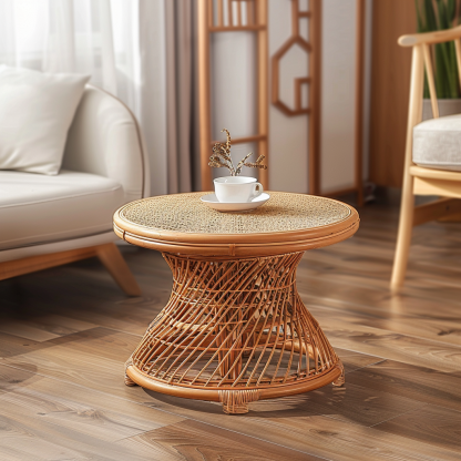 The wabi-sabi style wicker coffee table, living room sofa side table, homestay Wabi-sabi style side table and corner table are made in an aged and ancient color - Image 5