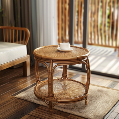Wabi-retro French entrance, living room, home homestay, hotel, coffee table, table decoration, creative tea table and round stool against the wall - Image 6