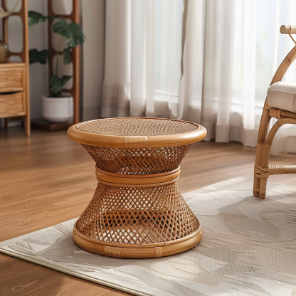 Wabi-retro French entrance, living room, home homestay, hotel, coffee table, table decoration, creative tea table and round stool against the wall - Image 7