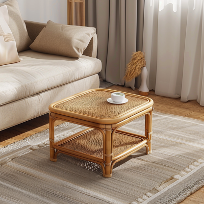 Round stool, wicker, round, retro designer, wabi-sabi style decoration, small table, small apartment, old and ancient style, new Chinese style - Image 8