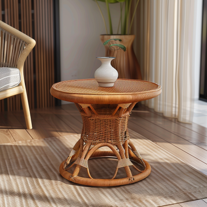 Wabi-retro French entrance, living room, home homestay, hotel, coffee table, table decoration, creative tea table and round stool against the wall - Image 4