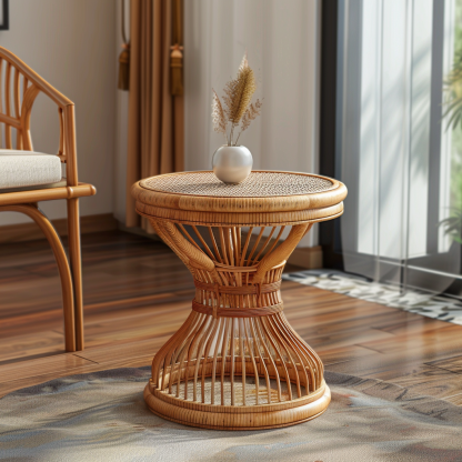 Wabi-retro French entrance, living room, home homestay, hotel, coffee table, table decoration, creative tea table and round stool against the wall - Image 2