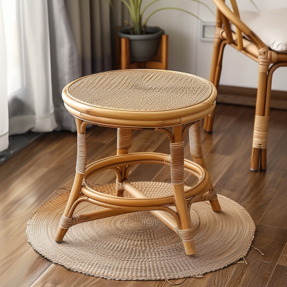Wabi-sabi style wicker coffee table, creative small side table for home living room, snack and fruit plate, small table for picnic, round table - Image 9