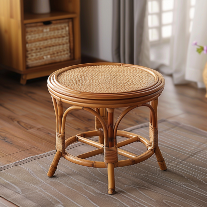 Wabi-sabi style wicker coffee table, creative small side table for home living room, snack and fruit plate, small table for picnic, round table - Image 7