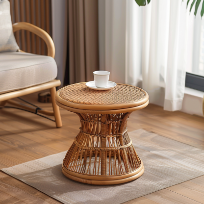 Wabi-sabi style wicker coffee table, living room sofa side table, homestay Wabi-sabi style side table, corner table, aged and antique day - Image 6