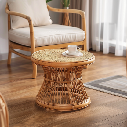 The wabi-sabi style wicker coffee table, living room sofa side table, homestay Wabi-sabi style side table and corner table are made in an aged and ancient color - Image 8