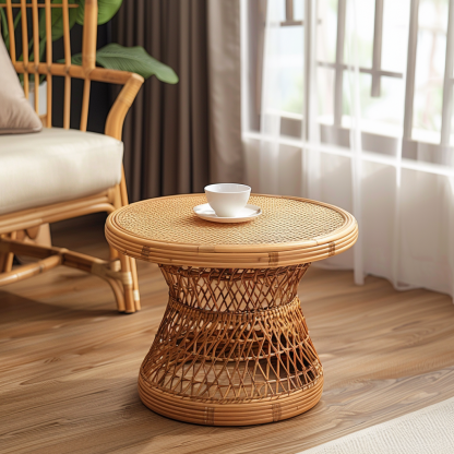 The wabi-sabi style wicker coffee table, living room sofa side table, homestay Wabi-sabi style side table and corner table are made in an aged and ancient color - Image 7