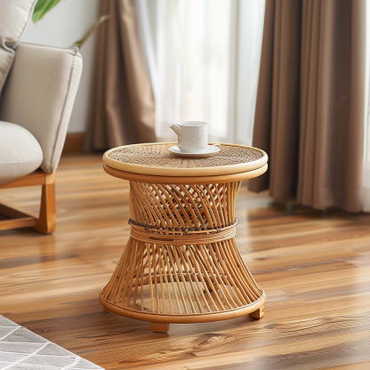 Wabi-sabi style wicker coffee table, creative small side table for home living room, snack and fruit plate, small table for picnic, round tableWabi-sabi style wicker coffee table, creative small side table for home living room, snack and fruit plate, small table for picnic, round table - Image 8