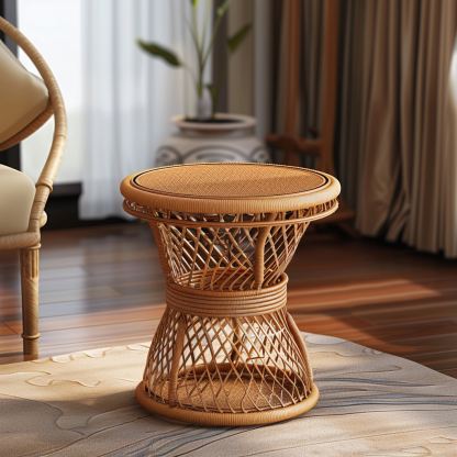 Balcony, outdoor wicker coffee table, living room, small-sized household tea table, homestay, hotel atmosphere decoration, round - Image 9