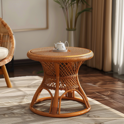Balcony, outdoor wicker coffee table, living room, small-sized household tea table, homestay, hotel atmosphere decoration, round - Image 7