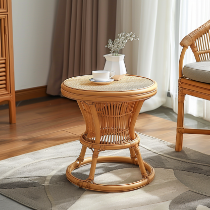 Wabi-sabi style wicker coffee table, living room sofa side table, homestay Wabi-sabi style side table, corner table, aged and antique day - Image 3