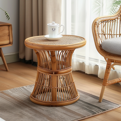 Balcony, outdoor wicker coffee table, living room, small-sized household tea table, homestay, hotel atmosphere decoration, round - Image 4