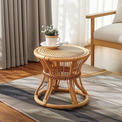 Balcony, outdoor wicker coffee table, living room, small-sized household tea table, homestay, hotel atmosphere decoration, round - Image 3