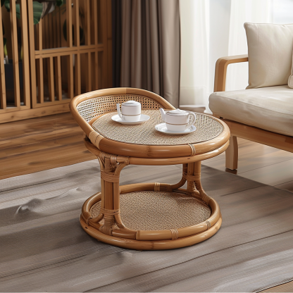 Wabi-sabi style wicker coffee table, living room sofa side table, homestay Wabi-sabi style side table, corner table, aged and antique day - Image 4