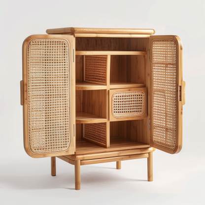 Wicker sideboard, living room wall-mounted storage cabinet, ancient-style storage cabinet - Image 9