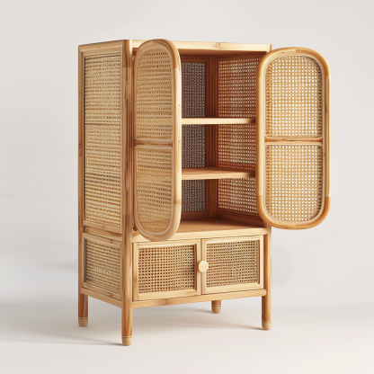 Vintage rattan screen partition, Japanese folding and movable, Nordic solid wood living room, indoor retro ins true rattan folding screen - Image 7