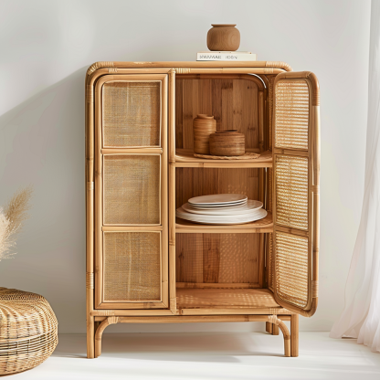 Wabi-sabi style rattan sideboard, living room wall-mounted storage cabinet, and storage cabinet for homestays and hotels - Image 4