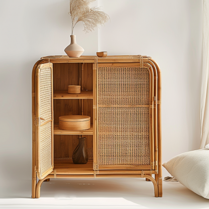 Wabi-sabi style rattan sideboard, living room wall-mounted storage cabinet, and storage cabinet for homestays and hotels - Image 3