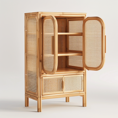 Vintage rattan screen partition, Japanese folding and movable, Nordic solid wood living room, indoor retro ins true rattan folding screen - Image 10