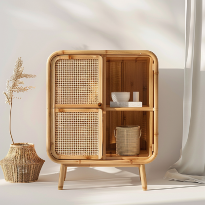 Wicker sideboard, living room wall-mounted storage cabinet, ancient-style storage cabinet - Image 5