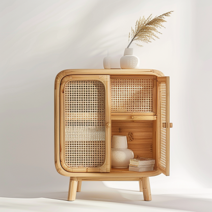 Wicker sideboard, living room wall-mounted storage cabinet, ancient-style storage cabinet - Image 4