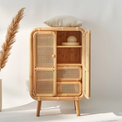 Wicker sideboard, living room wall-mounted storage cabinet, ancient-style storage cabinet - Image 3