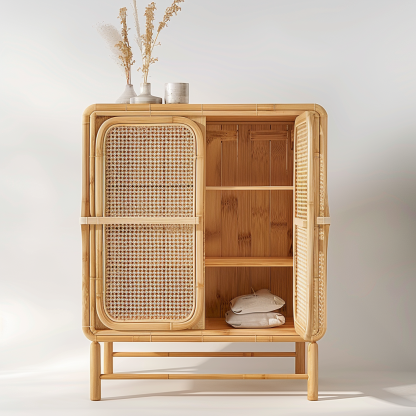 Wabi-sabi style rattan sideboard, living room wall-mounted storage cabinet, and storage cabinet for homestays and hotels - Image 7