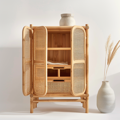 Wabi-sabi style rattan sideboard, living room wall-mounted storage cabinet, and storage cabinet for homestays and hotels - Image 6