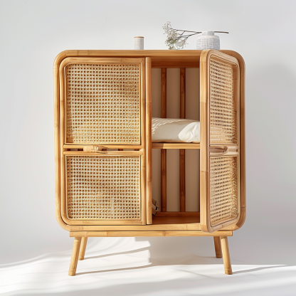 Wabi-sabi style rattan sideboard, living room wall-mounted storage cabinet, and storage cabinet for homestays and hotels - Image 5