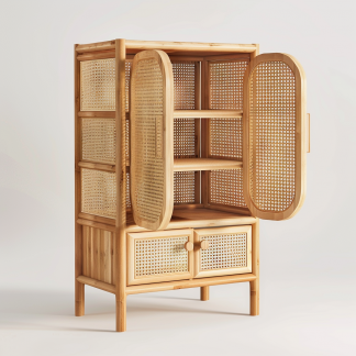 Vintage rattan screen partition, Japanese folding and movable, Nordic solid wood living room, indoor retro ins true rattan folding screen