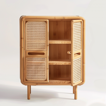 Wabi-sabi style rattan sideboard, living room wall-mounted storage cabinet, and storage cabinet for homestays and hotels - Image 7