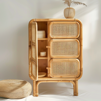 Wicker sideboard, wall-mounted integrated storage cabinet, living room storage cabinet - Image 5