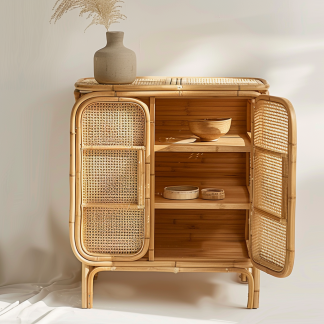 Wicker sideboard, wall-mounted integrated storage cabinet, living room storage cabinet