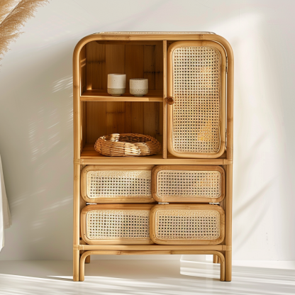 Wicker sideboard, wall-mounted integrated storage cabinet, living room storage cabinet - Image 2