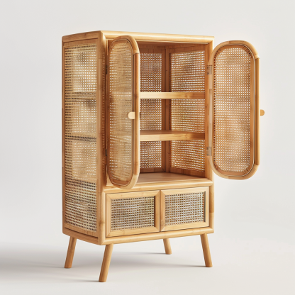 Vintage rattan screen partition, Japanese folding and movable, Nordic solid wood living room, indoor retro ins true rattan folding screen - Image 8