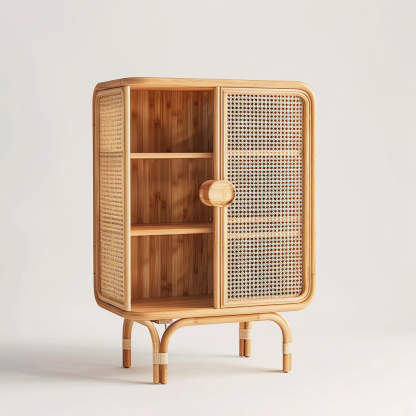 Solid wood rattan drawer cabinet, simple and modern drawer storage cabinet, retro five-drawer cabinet for homestays, small side storage - Image 8