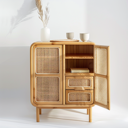 Wabi-sabi style wicker sideboard for living room, wall-mounted storage cabinet for homestays and hotels, and entrance cabinet - Image 8